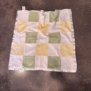 Cocalo Baby Security Blanket Patchwork Plush Block Square Minky Dot Satin Trim